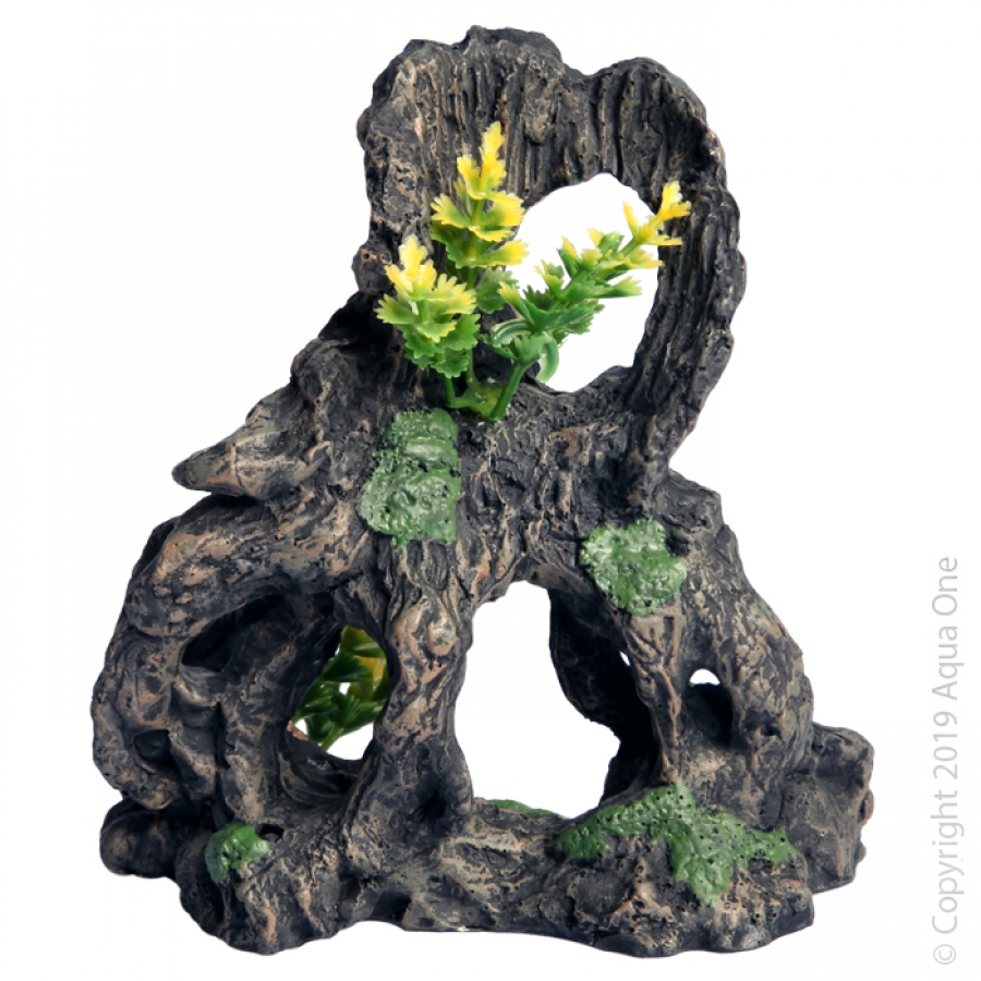 Aqua One Ornament Stump with Plant 37887