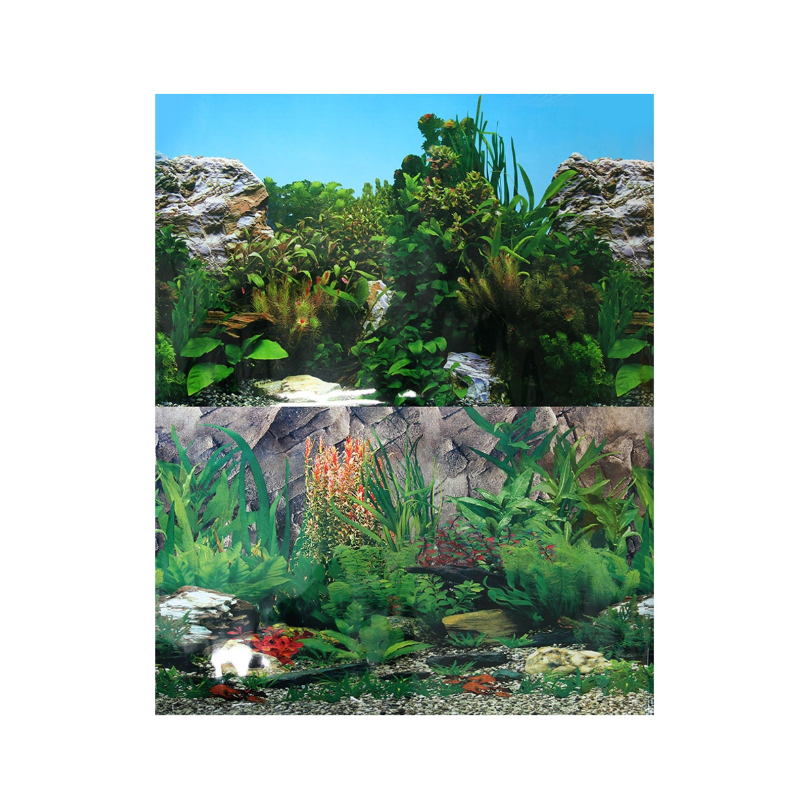 Aqua One Background Double Sided White Stone Rock & Plant